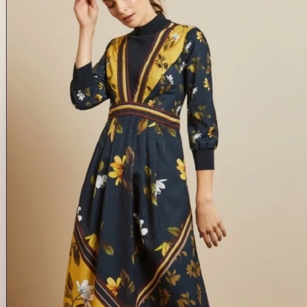 SOLD 🌟HOST PICK🌟 NWOT Ted Baker London Savanna Neck Midi Dress  size 1🍁 - Picture 2 of 6